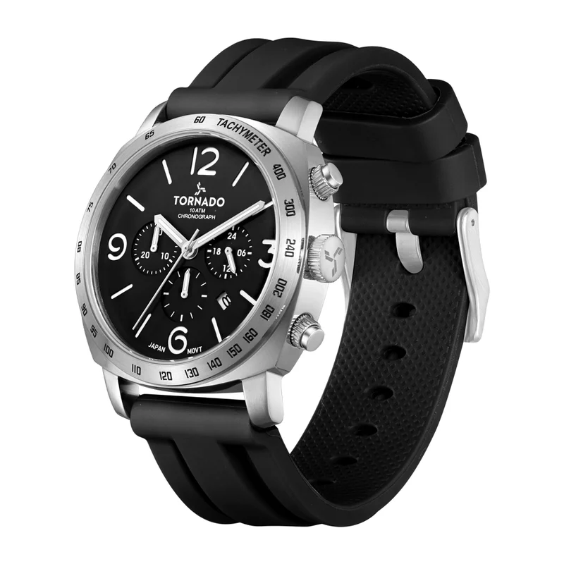 TORNADO Men's High Quality Flexible And Durable Silicone Analog Watch T9102-SSBB - 43 mm